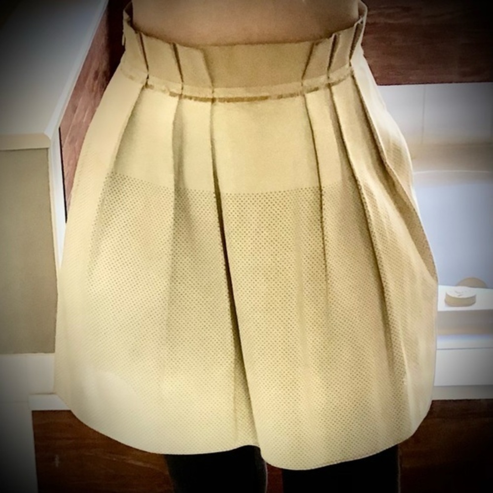 Balenciaga Paris Couture Mini Skirt Cream Unique Laser cut Dots 38/4 XS Rare